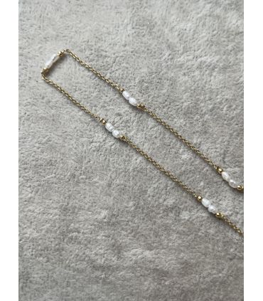 Collier 5 points en Perles d'eau douce Plaqué Or