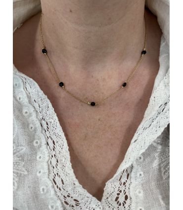 Collier 5 points en Spinelle Plaqué Or