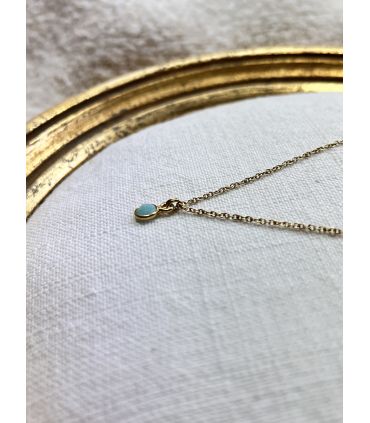 Pendentif Plaqué Or Amazonite sertie ras le cou