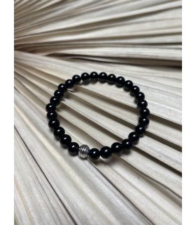 Bracelet élastique en Tourmaline noire 6mm
