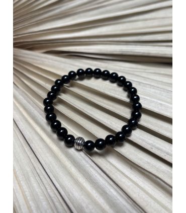 Bracelet élastique en Tourmaline noire 6mm