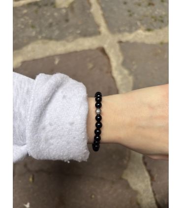 Bracelet élastique en Tourmaline noire 6mm