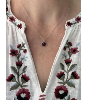 Pendentif en Améthyste sertie rond Argent rhodié