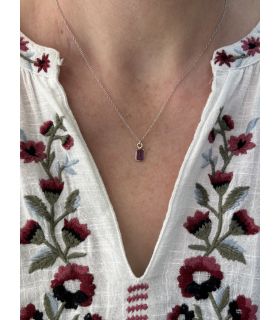 Pendentif en Améthyste sertie Argent rhodié amulette