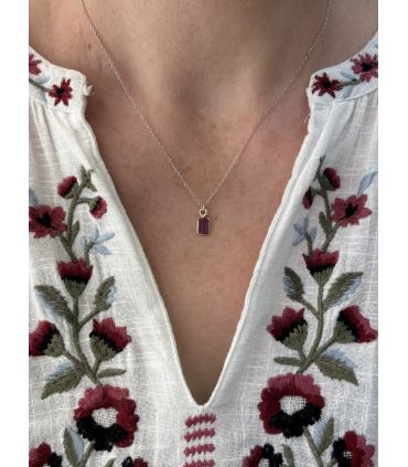 Pendentif en Améthyste sertie Argent rhodié amulette