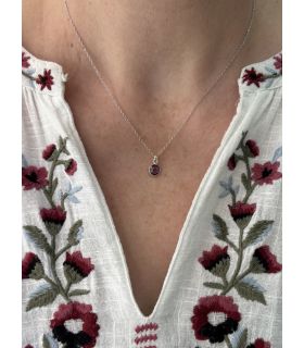 Pendentif en Améthyste sertie Argent rhodié rond