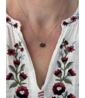 Pendentif en Labradorite sertie pointe Argent rhodié