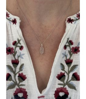 Pendentif en Quartz rose serti Argent rhodié pointe