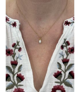 Pendentif en Perle d'eau douce sertie ovale Plaqué Or