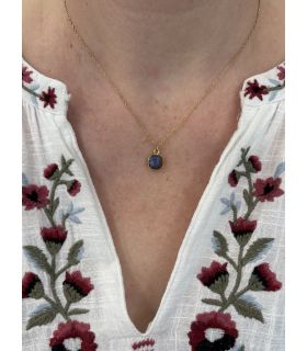 Pendentif en Labradorite sertie carré plaqué Or