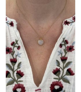 Pendentif Pierre de lune sertie Plaqué Or coeur