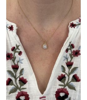 Pendentif en Pierre de lune sertie Plaqué Or carré