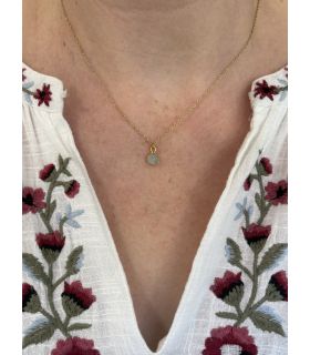 Pendentif en Aigue marine sertie goutte Plaqué Or