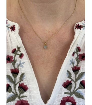 Pendentif en Aigue marine sertie goutte Plaqué Or