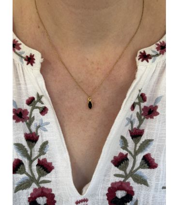 Pendentif en Agate noire sertie pointe Plaqué Or