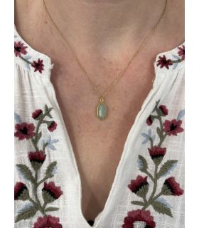 Pendentif en Amazonite sertie pointe plaqué Or