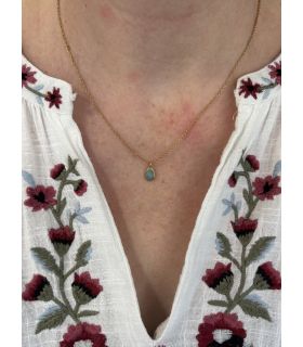 Pendentif en Amazonite sertie goutte Plaqué Or