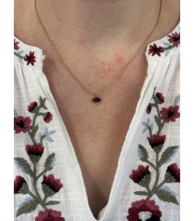 Pendentif en Améthyste sertie oeil Plaqué Or