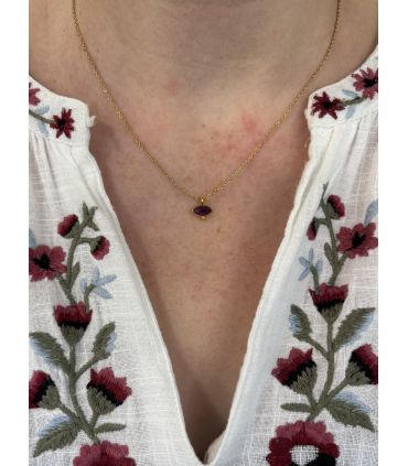 Pendentif en Améthyste sertie oeil Plaqué Or