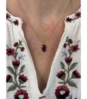 Pendentif en Améthyste sertie pointe Plaqué Or