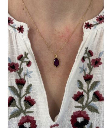 Pendentif en Améthyste sertie pointe Plaqué Or