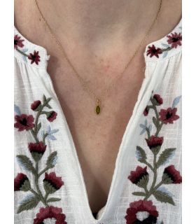 Pendentif en Diopside sertie pointe Plaqué Or