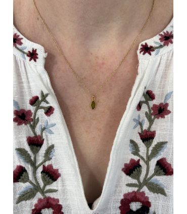 Pendentif en Diopside sertie pointe Plaqué Or