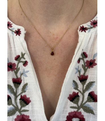 Pendentif en Grenat sertie plaqué Or goutte