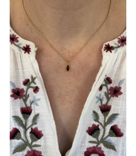 Pendentif en Grenat sertie pointe Plaqué Or