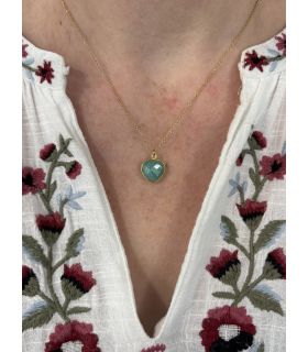 Pendentif en Amazonite sertie coeur Plaqué Or