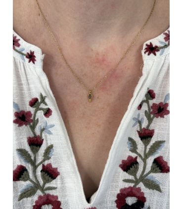 Pendentif en Labradorite sertie ovale Plaqué Or