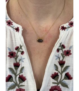 Pendentif en Labradorite sertie Plaqué Or navette