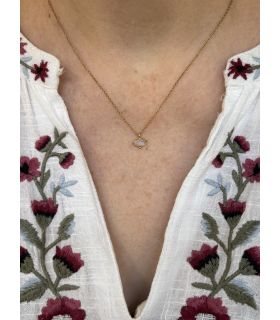 Pendentif en Pierre de lune sertie oeil Plaqué Or