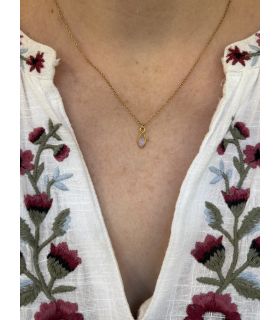 Pendentif en Pierre de lune sertie Plaqué Or pointe