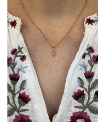 Pendentif en Pierre de lune sertie Plaqué Or pointe