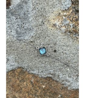 Bracelet en Labradorite sertie trèfle Argent rhodié