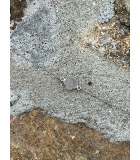 Bracelet en Quartz rose serti trèfle Argent rhodié