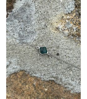 Bracelet en Zoïsite sertie trèfle Argent rhodié