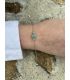 Bracelet en Amazonite sertie trèfle Argent rhodié