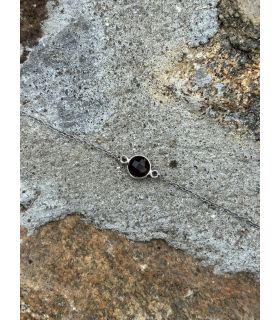 Bracelet en Quartz fumé serti rond Argent rhodié