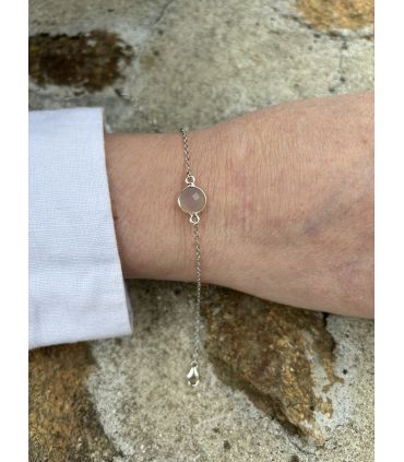 Bracelet en Calcédoine sertie rond Argent rhodié