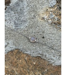 Bracelet en Calcédoine sertie rond Argent rhodié