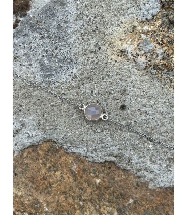 Bracelet en Calcédoine sertie rond Argent rhodié