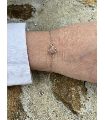 Bracelet en Pierre du soleil sertie rond Argent rhodié