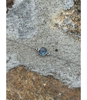 Bracelet en Labradorite sertie argent rhodié
