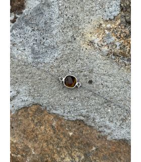 Bracelet en Oeil de tigre serti Argent rhodié