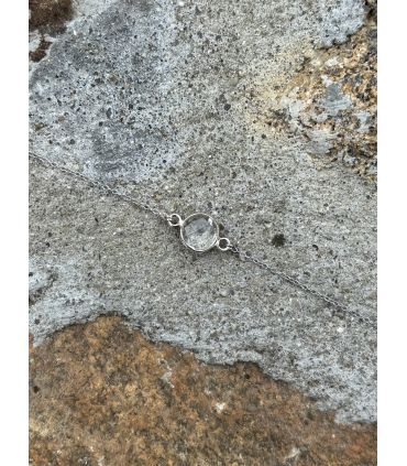 Bracelet en Cristal de roche serti rond Argent rhodié