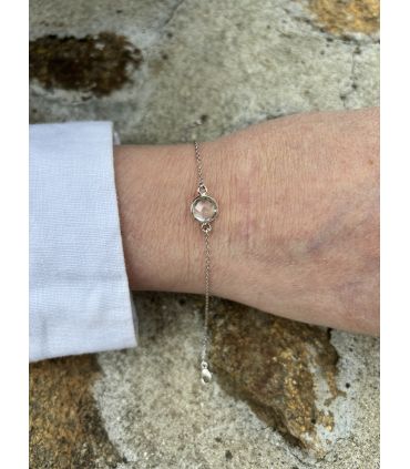 Bracelet en Cristal de roche serti rond Argent rhodié