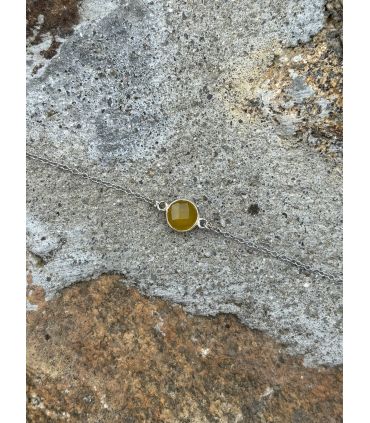 Bracelet en Calcite sertie rond Argent rhodié