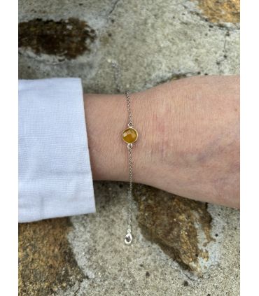 Bracelet en Calcite sertie rond Argent rhodié